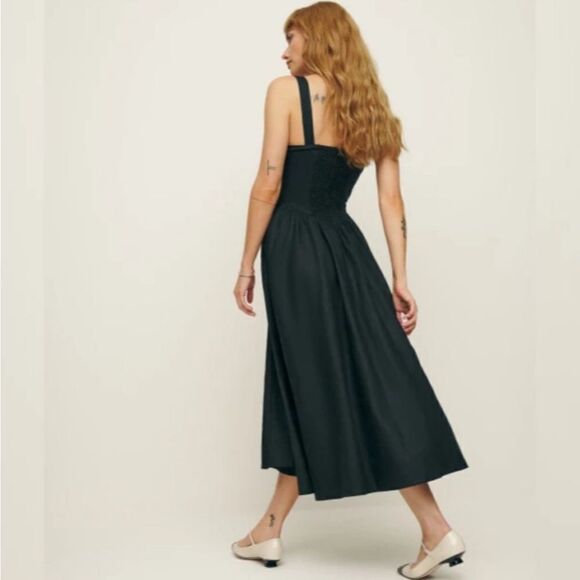 Reformation Sariah smocked organic cotton midi dress size 10 NEW $278 - Picture 5 of 6